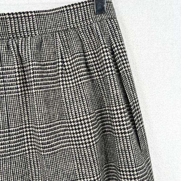 VINTAGE 70s SAINT LAURENT Wool Houndstooth Plaid Pencil Skirt XS Black White - Picture 8 of 16